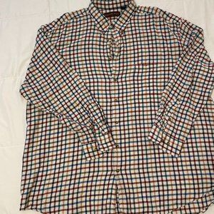 Colorful Plaid Flannel Button Down Shirt, Size 3XLT.  Big and Tall